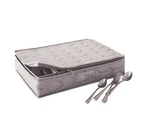 Our Table Quilted Flatware Silverware Foldable Storage Case Grey Utensil Kitchen. Fixed Price $24.00.