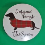 New Dachshund Through The Snow Christmas Holiday Winter Lazy Susan 11.75 Dia. Fixed Price $28.00.