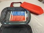 Pyrex Glass Rectangle Storage Container Snap Lid Red Clear Cold/hot Pack. Fixed Price $29.99.