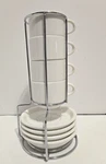 4 Piece Malacasa Porcelain Cup & Saucer Espresso Set With Chrome Storage Stack. Fixed Price $19.95.