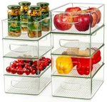 Hudgan Clear Storage Bins 8 Packs For Refrigerator, 4 Large Stackable Pantry .... Fixed Price $41.98.
