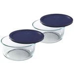 Pyrex 7203 7-CUP Glass Food Storage Bowl W/ 7402-PC Dark Blue Lid Cover (2-PACK). Fixed Price $28.79.