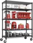 Mzg Metal Storage Shelf Rack With Wheels Adjustable Commercial Wire. Fixed Price $168.00.