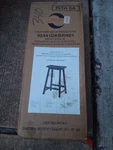 Linon 98441, 24" Saddle Bar Stool, Dark Brown Finish,. Fixed Price $60.00.