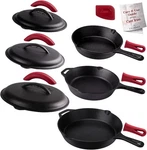 Cuisinel 8", 10" & 12" Skillet And Cast Iron Braiser Lid Set C12608-10-12-CL. Fixed Price $129.00.