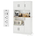 71 Tall Kitchen Pantry Cabinet With Charging Station, Microwave Stand & Doors. Fixed Price $159.99.