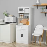 63.5" Kitchen Pantry, Buffet Cabinet With Adjustable Shelf & Glass Doors, White. Fixed Price $167.99.