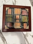Wooden Tea Bag Organizer Box With Glass Lid, Brown, Compartments. Fixed Price $40.00.