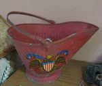 Antique Galvanized Rustic Coal Ash Bucket Fireplace Hog Scuttle Ribbed Red Eagle. Fixed Price $100.00.