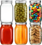 Yeboda 6 Pack Wide Mouth Mason Jars 32OZ Glass Canning With Clear. Fixed Price $34.52.