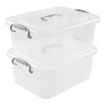 Ortodayes Clear Storage Boxes With Lids, 8 Liter Bins Set Of 2. Fixed Price $33.61.
