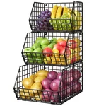 3-TIER Stackable Wire Baskets For Counter, Fruit And Vegetable Storage, Potat.... Fixed Price $41.76.