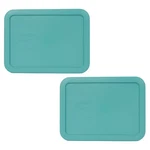 Pyrex 7210-PC Turquoise Rectangle 3 Cup Storage Lid Cover 2PK For Glass Dish. Fixed Price $9.99.