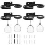 Samguyue 4 Pcs Wall Mounted Wine Glass Rack Stemware, Metal 6.77INCH, Black. Fixed Price $26.62.
