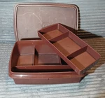 Vintage 3 Piece Tupperware Brown Stow Go Organizer With Insert. Fixed Price $14.00.