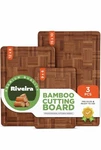 Riveira Two Tone Bamboo Wood Cutting Board Versatile And Durable: Set Of 3 Pcs. Fixed Price $19.99.