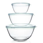 Luvan Glass Mixing Bowls With Lids SET(4.5QT, 2.7QT, 3 Pack, Clear Blue. Fixed Price $60.99.