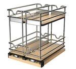Rev-a-shelf 5WU2-9W2-1 Wood Classics 8-3/5"W Two Tier Double Wide Light Brown. Fixed Price $128.99.