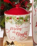 Certified International "merry And Bright" Winter Greens Large Biscuit Jar Nwt. Fixed Price $36.99.