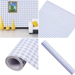 Self Adhesive Vinyl Decorative Blue Gingham Contact Paper Shelf And Drawer Liner. Fixed Price $13.75.