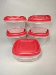 Rubbermaid #7J56 Food Storage Container 1.25 Cup & 4 #7J57 Red Lids Usa. Fixed Price $18.96.