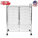 Rolling Utility Organizer Storage Cart, For Home Office, 12 Drawer, Frost White. Fixed Price $82.99.