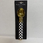Tahari Home Ice Cream Scoop Gold Tone Black White Checkered Checkerboard Handle. Fixed Price $30.00.
