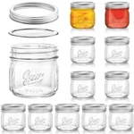 Lyellfe 12 Pack Wide Mouth Mason Jars, Oz Glass Canning With Airtight Li. Fixed Price $49.86.