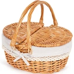 Basket 12 Small Wicker Foldable Handle Removable Liner Happypicnic Cute. Fixed Price $51.99.