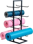 4 Tier Black Metal Foam Roller Holder, Freestanding Yoga Mat & Gym Exercise Rack. Fixed Price $54.99.