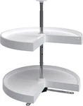24" Dual Tier Lazy Susan Organizer For Corner Cabinets - White Plastic Shelves. Fixed Price $131.99.