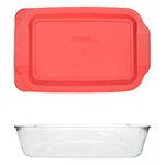 Pyrex 233-D 5 Qt Glass Baking Dish And 233-PC Red Lid. Fixed Price $45.99.