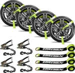 4 Pack Car Tie Down Straps For Trailers With Heavy Duty Chain Anchors 2" X 96" -. Fixed Price $107.73.