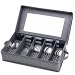 Lafulling Silverware Box, Flatware Storage, 17"X10.5"X4", Grey. Fixed Price $25.63.