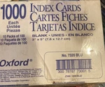 Of Oxford Index Cards, 5, Blank, Blue, 100/PACK, OXF7320. Fixed Price $5.50.