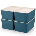 4 Pcs Plastic Storage Bins Stackable Containers Shelves Ornaments Blue Small. Fixed Price $51.29.