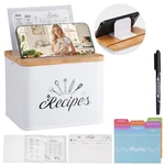 Recipe Box Set, With 100 4X6 Cards And 12 Dividers, Modern Metal Recip.... Fixed Price $33.64.