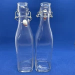Lot 2 Bormioli Rocco Swing 17 Ounce Square Bottle, Stopper Leak Proof Seal. Fixed Price $17.95.