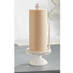 Mud Pie Home White Wash Beaded Wood Pedestal Paper Towel Holder, New. Fixed Price $40.00.