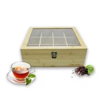 Bamboo 12 Compartment Tea Bag Organizer With Clear Lid Coffee Creamer. Fixed Price $19.54.