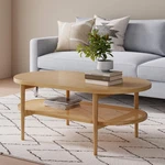 Nathan James Sonia Coffee Table With Storage Shelf, Light Wood/rattan. Fixed Price $354.99.