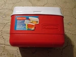 Rubbermaid Red Mini Ice Chest, 5 Qt, 6 Can Cooler, Made Usa. Fixed Price $24.99.