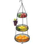 Simple Houseware Adjustable Metal Hanging Fruit Basket, Oblate, Black,. Fixed Price $33.81.