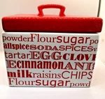 Kitchen Storage Box White & Red Harbor East, "let Us Entertain You" 7.5"X5"X6". Fixed Price $15.29.