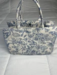 Antik Kraft Blue Toile Floral Canvas Tote French Country Style Handbag Women. Fixed Price $52.00.