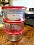 Anchor Hocking 4 Cup Glass Storage Containers - Set Of 3 New. Fixed Price $24.00.