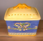 2004 Pfaltzgraff Villa Della Luna Biscotti Canister Cookie Jar Kolpen Tiegreen. Fixed Price $23.49.