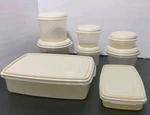 Vintage Rubbermaid Servin' Saver Containers W/ Almond Lids 16 Pc Set. Fixed Price $55.99.