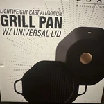 Luxe Grill Pan W/ Universal Lid Cast Aluminum Refined Living Cookware Nib. Fixed Price $25.90.