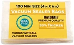 Outofair 100 Vacuum Sealer Bags: 4" X 6" Pre Cut - Works With Foodsaver .... Fixed Price $26.76.